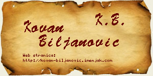 Kovan Biljanović vizit kartica
